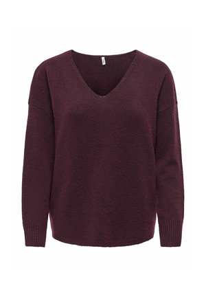 ONLY, ONLRICA LIFE L/S V-NECK PULLO KNT NOOS - Pullover - winetasting