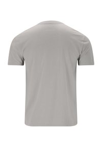 Grå bomulds t-shirt med rund hals og korte ærmer. Glat tekstur og lige snit. Ingen bemærkelsesværdige mønstre eller accenter.