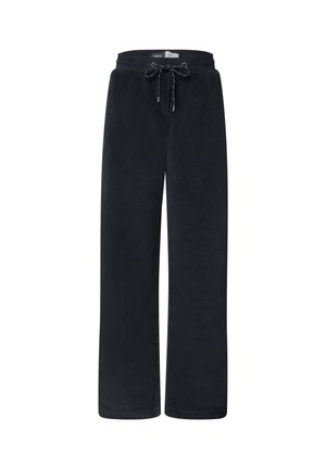 Cecil, HIGH WAIST WIDE LEG PANTS WITH A VELVET LOOK - Pantalon de survêtement - urban dark blue