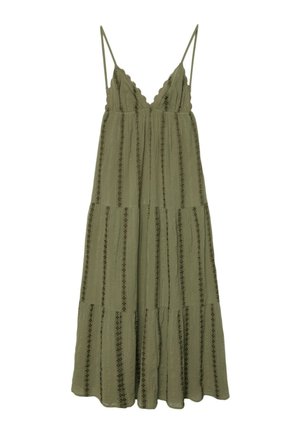 Stradivarius, LONG FLOWING DRESS WITH OPEN BACK - Robe longue - mottled green