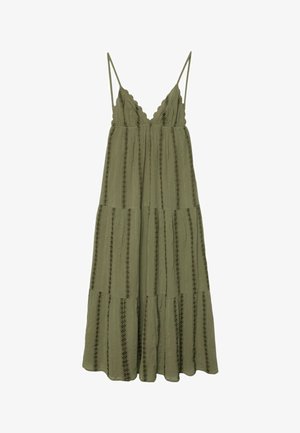 Stradivarius, LONG FLOWING DRESS WITH OPEN BACK - Robe longue - mottled green