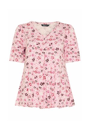 Yours Clothing, PLUS SIZE V-NECK T-SHIRTS - T-shirts print - baby pink
