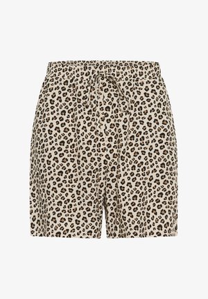 Szorty w leopardzie wzorze w odcieniu beżowym z czarnymi i brązowymi plamkami. Posiadają elastyczny pas z sznurkiem do regulacji. Wykonane z lekkiego materiału.