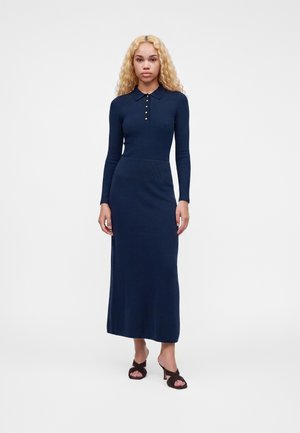 Tommy Hilfiger, PURE WOOL JERSEY STRAIGHT MIDI SKIRT - Пола тип молив - dark blue