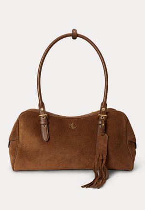 Lauren Ralph Lauren, SUEDE LARGE MARCY ZIP SATCHEL - Τσάντα χειρός - light tobacco