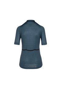 Short-sleeve cycling jersey in dark blue. Made of smooth, stretchy fabric with a fitted design and black elastic band at the waist.