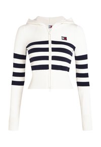 Tommy Jeans ZIP BADGE HOOD - Cardigan - ancient white stripe