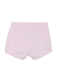 Rosa bomullsshorts med elastisk midja, med en mjuk textur och en klassisk skärning med rundade nederkanter.