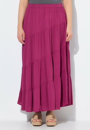 TIERED FLOUNCE PANEL ELASTIC WAIST  - Gonna a pieghe - magnolia red