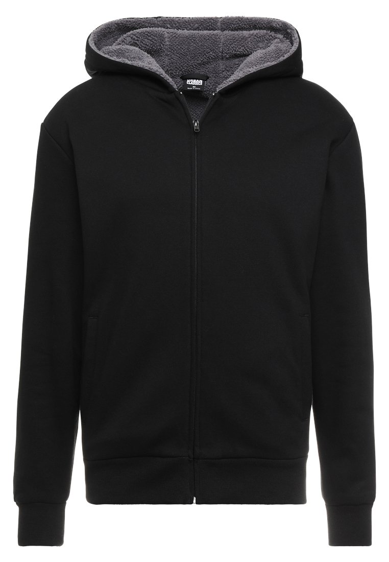 Urban Classics SHERPA LINED ZIP HOODY - Zip-up sweatshirt -  black/grey/black - Zalando.co.uk