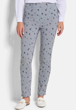 LOUISA BENGALIN MIT STREIFEN UND BLUMEN - Stoffhose - white/blue patterned