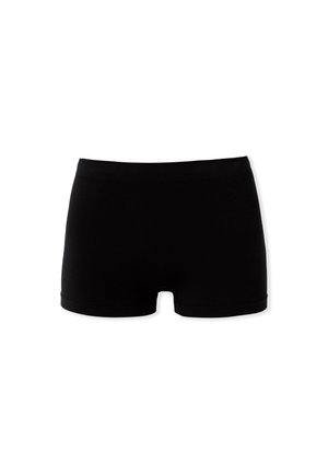 Black cotton shorts featuring a smooth texture, fitted design, and an elastic waistband without visible seams. Suitable for everyday wear.