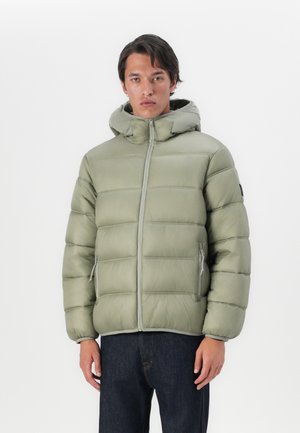 Tommy Jeans HOODED LOGO PUFFER - Chaqueta de invierno - utility sage