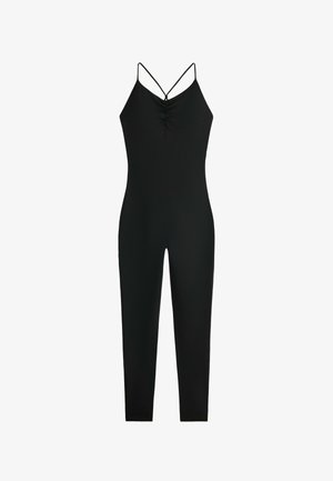 OYSHO, COMFORTLUX LONG JUMPSUIT WITH KNOTS - Tuta jumpsuit - black
