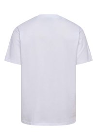 White short-sleeve t-shirt with a round neckline. Made of smooth fabric, featuring a simple design with no visible patterns or accents.