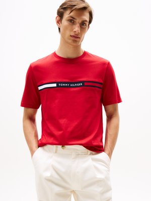 Tommy Hilfiger HILFIGER CHEST INSERT TEE - Potiskana majica - medium red