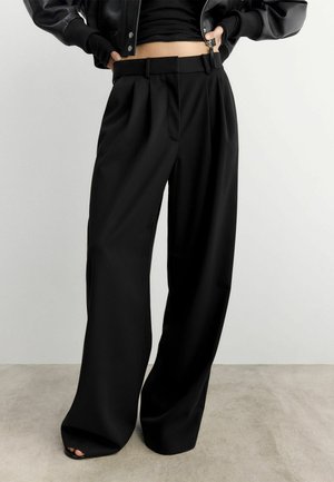 WIDE LEG PLEATED  - Nadrágok - black