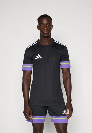 SQUADRA25 SHORT SLEEVE - Sports T-shirt - black/purple rush/semi solar slime