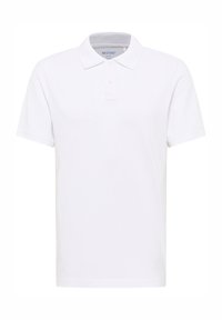 Vit pikétröja i bomull med klassisk krage, korta ärmar och treknappars plack. Har en liten logotyp på bröstet.