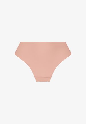 Nackte nahtlose Bikini-Höschen mit glattem Finish, hoch geschnittenen Beinen und einem Design mit moderater Abdeckung. Weicher Stoff ohne sichtbare Nähte.