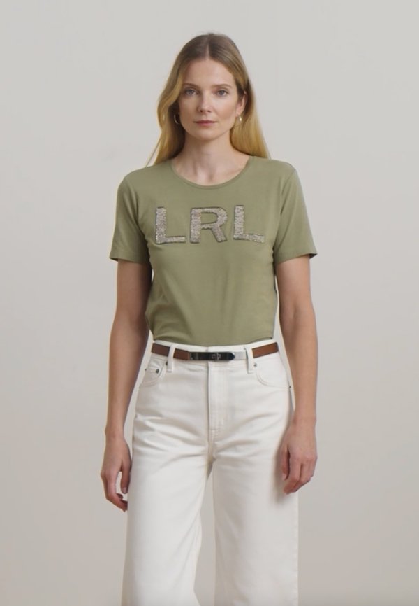 BEADED LOGO COTTON JERSEY TEE - Print T-shirt4