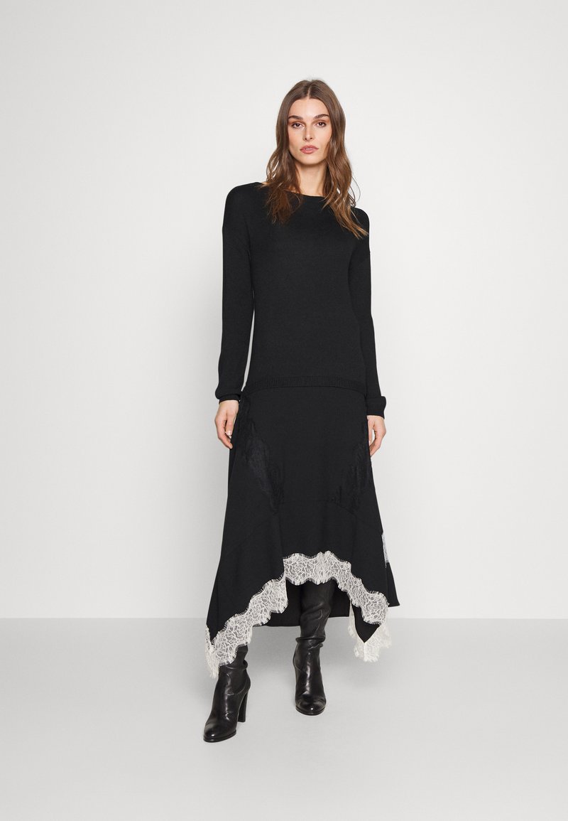 Abito Midi Nero Con Arricciature in Nero da Donna | Roberto Cavalli Abito Midi Nero Con Arricciature in Nero da Donna | Roberto Cavalli
