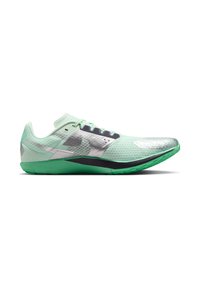 Chaussure de sport vert clair avec une tige en mesh respirant, un design texturé, des accents réfléchissants et une semelle extérieure souple verte.