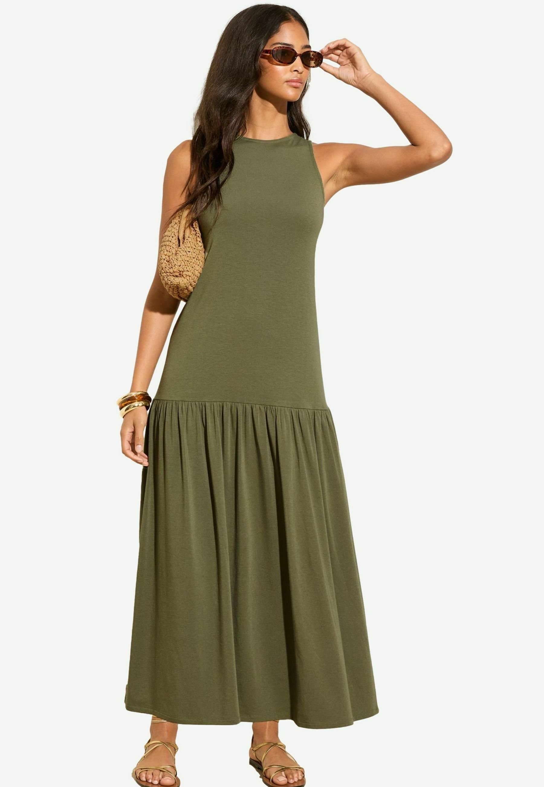 Friends Like These REGULAR FIT - DROP WAIST - Jersey dress - khaki green/green - Zalando Friends Like These REGULAR FIT - DROP WAIST - Jersey dress - khaki green/green - Zalando