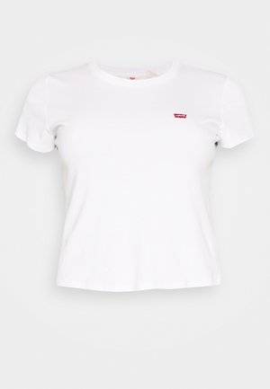 Witte t-shirt met korte mouwen, gemaakt van katoen, met een klein rood Levi's logo op de borst en een klassieke ronde halslijn.