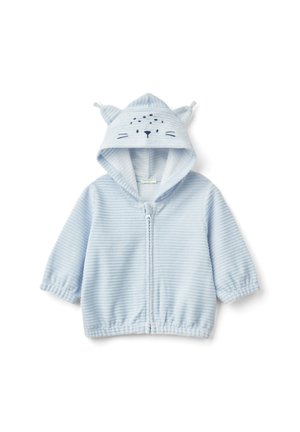 United Colors of Benetton ELASTICATED CUFFS AND HEM HOOD WITH EARS AND EMBROIDERY - Felpa con zip - blue