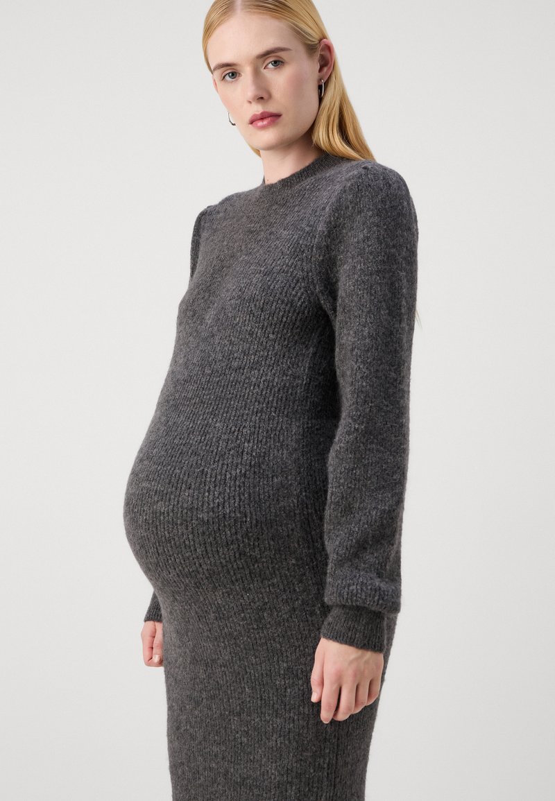 Vero Moda Maternity VMMVILLA O NECK - Jumper dress - dark grey  melange/mottled dark grey - Zalando.ie