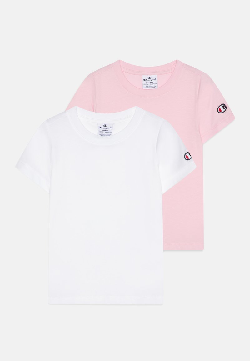 Champion ICONS CREW NECK UNISEX 2 PACK - Paprasti marškinėliai - white/pink