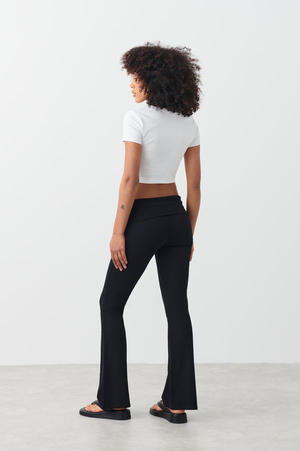 SOFT TOUCH FOLDED FLARE TROUSERS - Trousers3