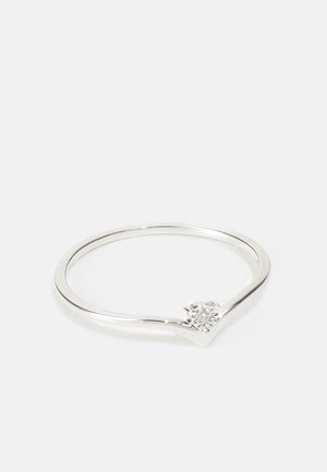 NATURAL DIAMOND RING CERTIFIED 0.01CARAT CURVED SOLITAIRE DIAMOND RINGS 9KT GOLD DIAMOND JEWELLERY GIFTS FOR WOMENS - Ringar - silver-coloured