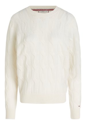 Tommy Hilfiger, PURE WOOL CHAIN CABLE KNIT JUMPER - Pullover - ivory petal