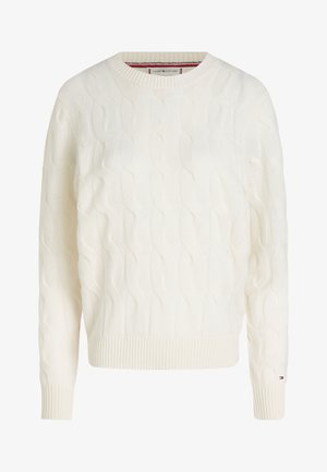 Tommy Hilfiger, PURE WOOL CHAIN CABLE KNIT JUMPER - Pullover - ivory petal