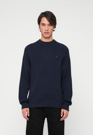 VERTICAL TEXTURE CREW - Pullover - dark sapphire
