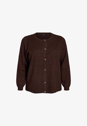 Zizzi, STRICKJACKE MIT HERZ-LOCHSTICKEREI - Ζακέτα - braun
