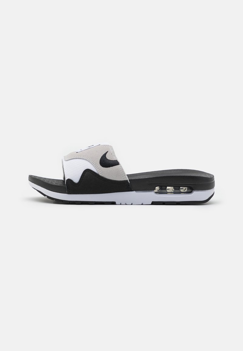 Nike Sportswear - AIR MAX 1 SLIDE UNISEX - Mules - white/black/light neutral grey, Enlarge