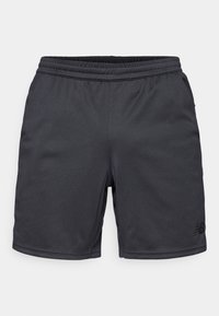 Mörkgrå sportshorts i lätt, slät tyg. Har en elastisk midjeresår och en liten logotyp på nedre högra sidan.