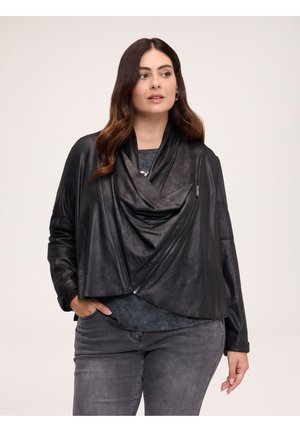 Fiorella Rubino, GIACCA CON COLLO A SCIALLE (ITALIAN SIZE) - Faux leather jacket - nero