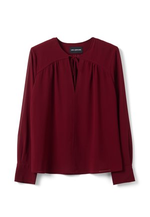 Les Copains, REGULAR-FIT BLOUSE WITH V-NECK AND TIE DETAIL - Bluse - claret red