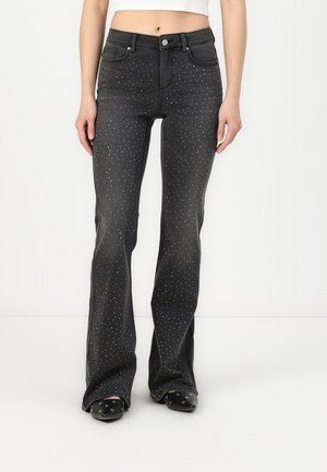 ONLWAUW SPARKLE  - Flared Jeans - washed black