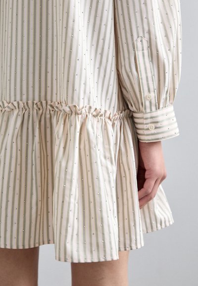 sandro DRESS WITH STRIPE - Skjortekjole - kaki/rose