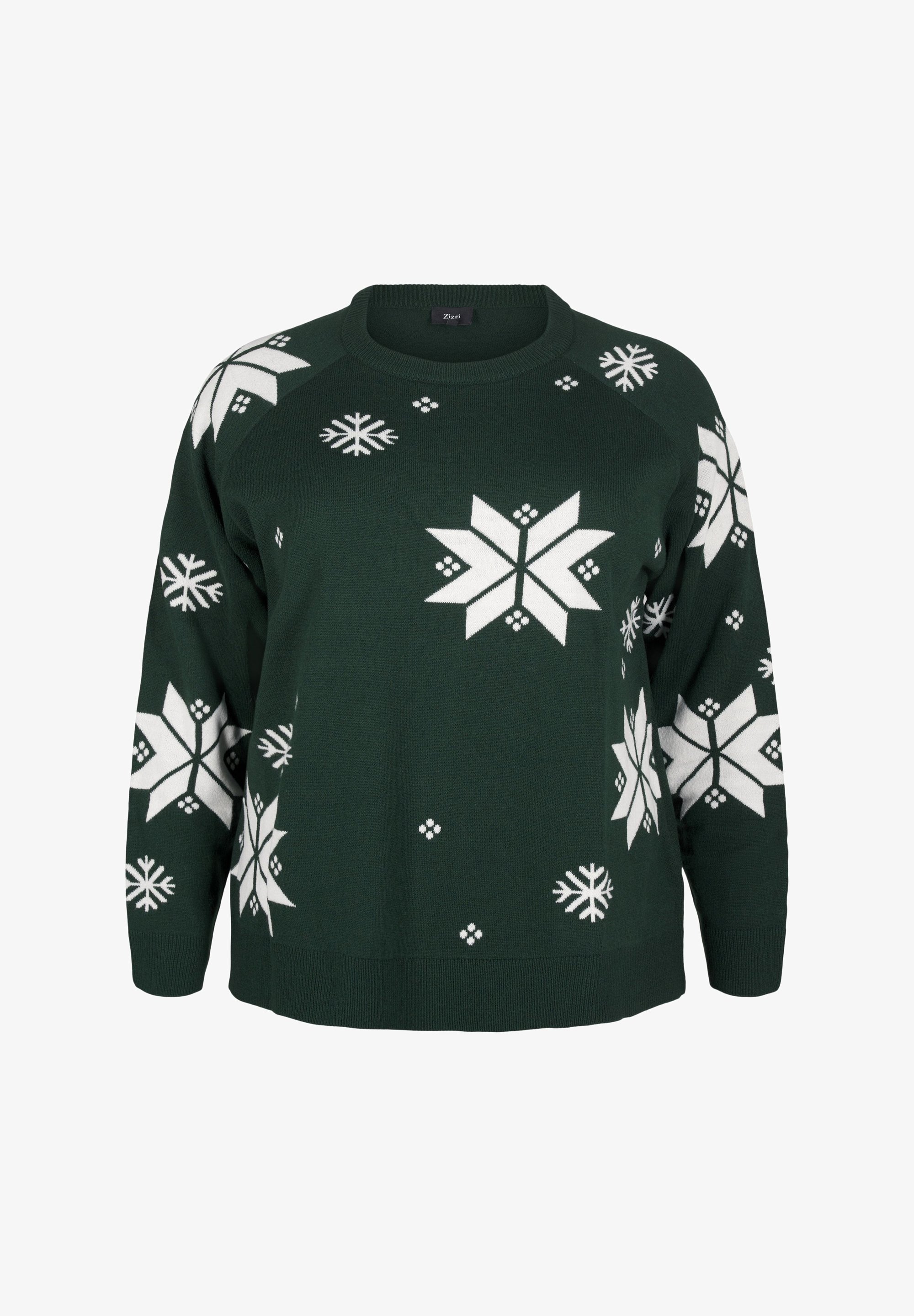 Zizzi MIT SCHNEEFLOCKENMUSTER Jumper scarab comb/dark green