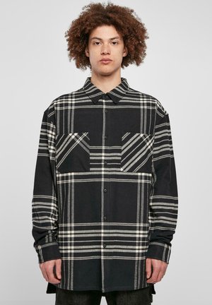 LONG OVERSIZED CHECKED SUMMIT  - Shirt - black