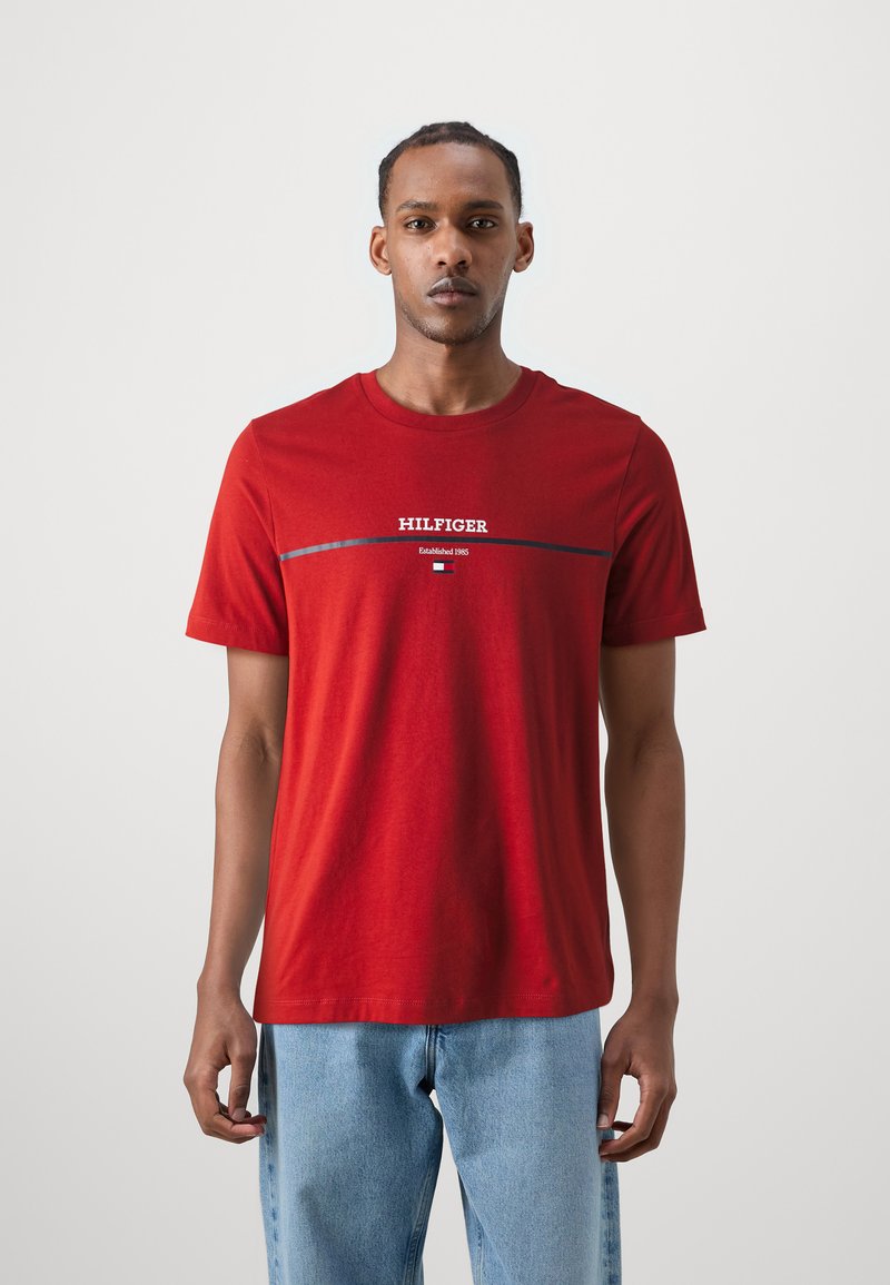 Tommy Hilfiger STRIPE TEE - T-shirt con stampa - dark magma