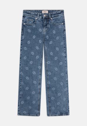 KOGJUICY WIDE LEG PRINT - Jeans Straight Leg - medium blue denim