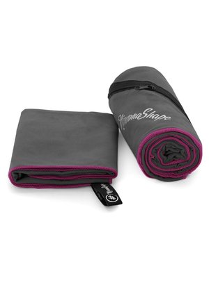 Strandtuch - grau   lila rand