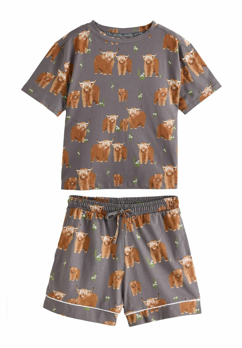 Next HAMISH THE HIGHLAND COW SHORT SLEEVE SET - Nattøj sæt - charcoal grey